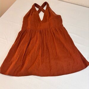 Abercrombie & Fitch Burnt Orange Mini Dress Criss Cross Back